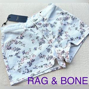 RAG & BONE Floral Ellie white denim shorts size 26